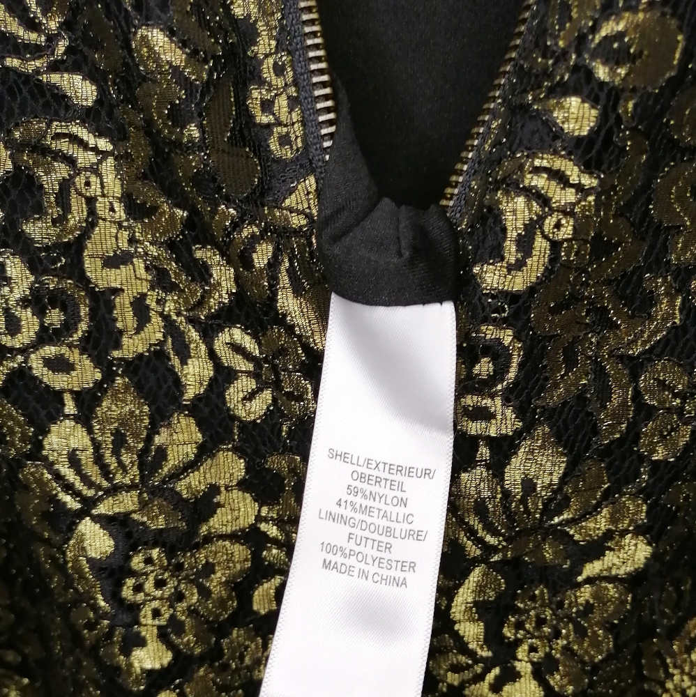 Adrianna Papell Black & Gold Lace Dress - Picture 8 of 9